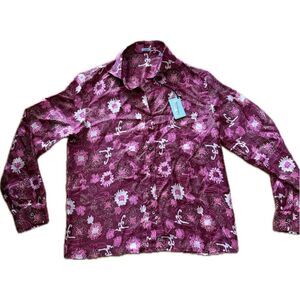 NWT Malo Shirt Men’s Size 46 (XL) Pink with Floral Design 100% Silk